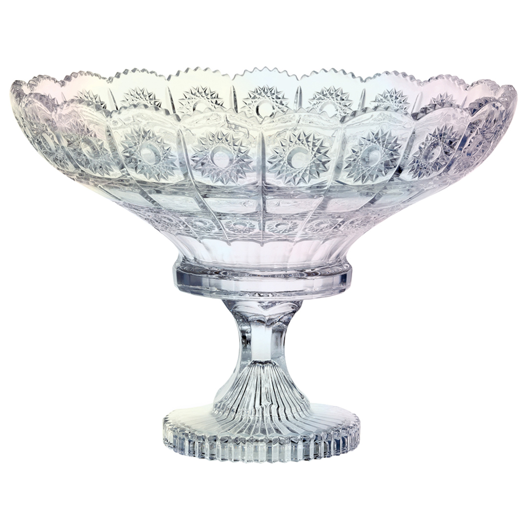 Imagem ilustrativa para Centro de mesa em cristal ecológico com pé Ø32,5xA23,5cm cor furta-cor