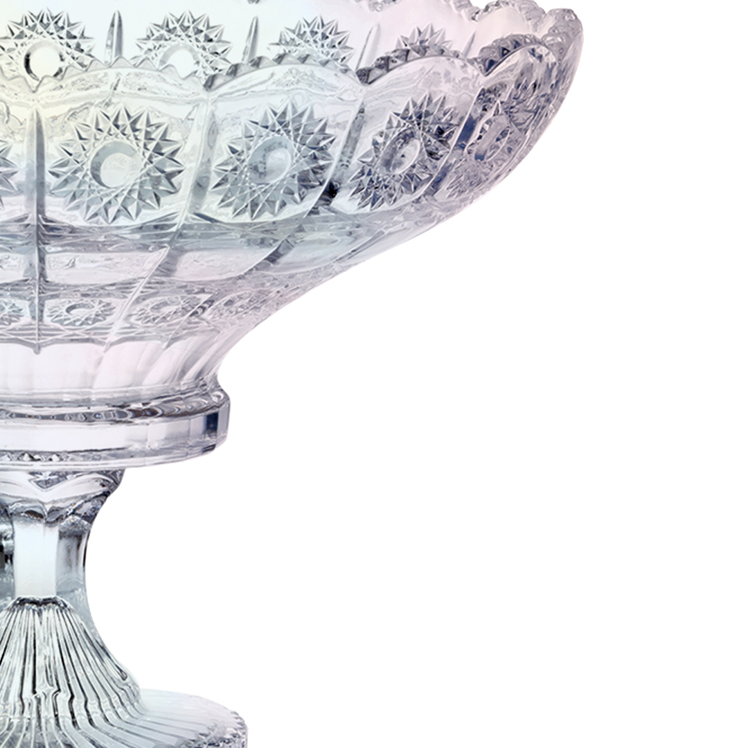 Fotografia para o produto Centro de mesa com pé em cristal ecológico Ø32,5xA23,5cm cor furta-cor