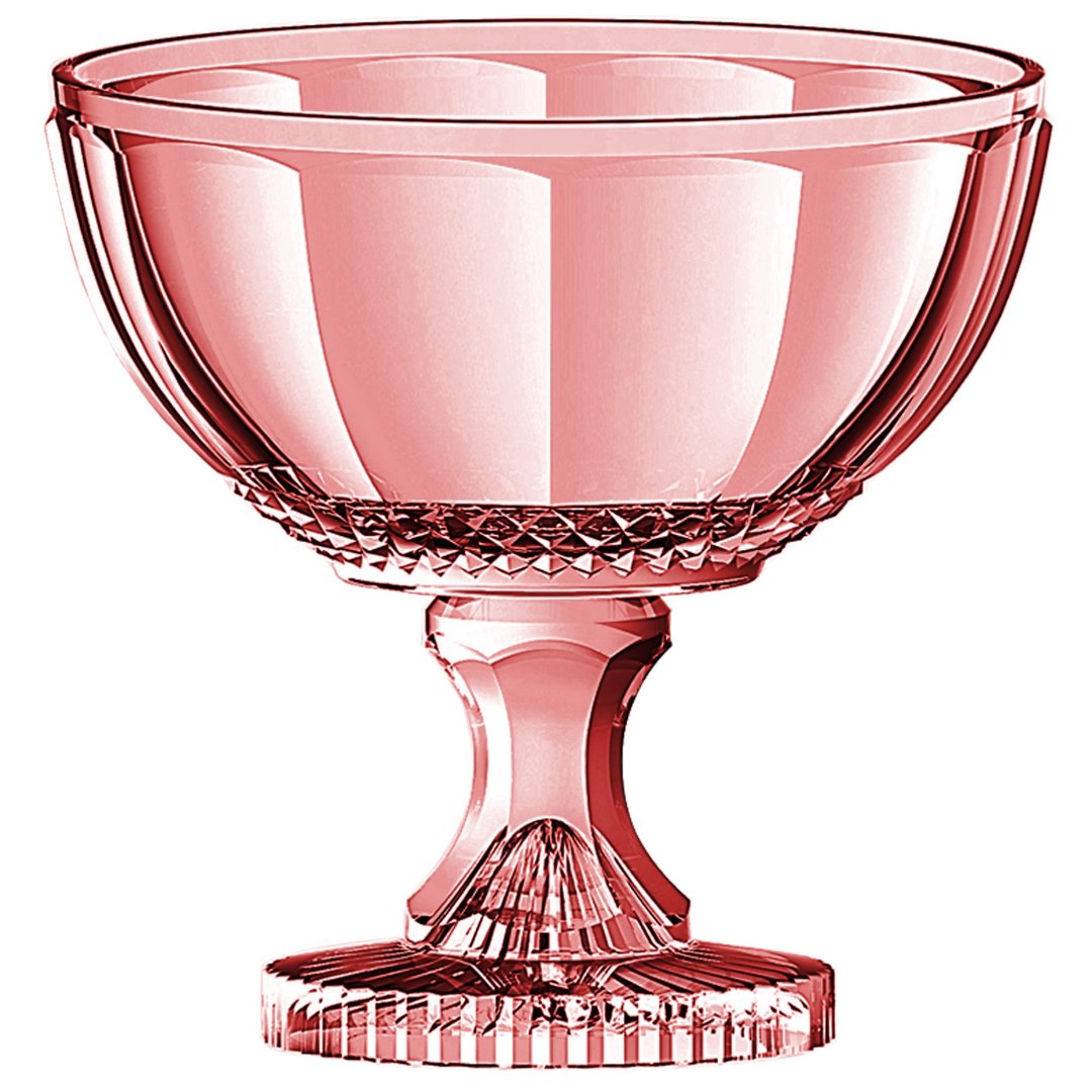 Fotografia para o produto Centro de mesa em cristal com pé Ø21,5xA21,5cm cor rosa