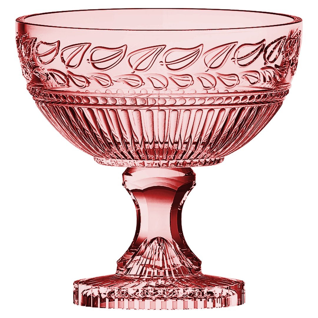 Imagem ilustrativa para Centro de mesa em cristal com pé Ø21,5xA21,5cm cor rosa