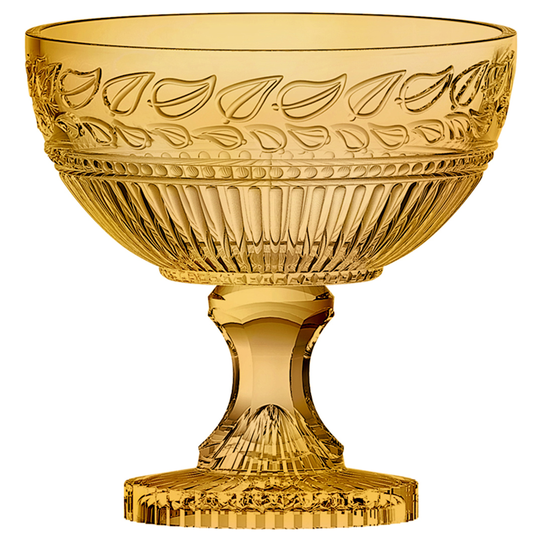 Imagem ilustrativa para Centro de mesa em cristal com pé Ø21,5xA21,5cm cor âmbar luster