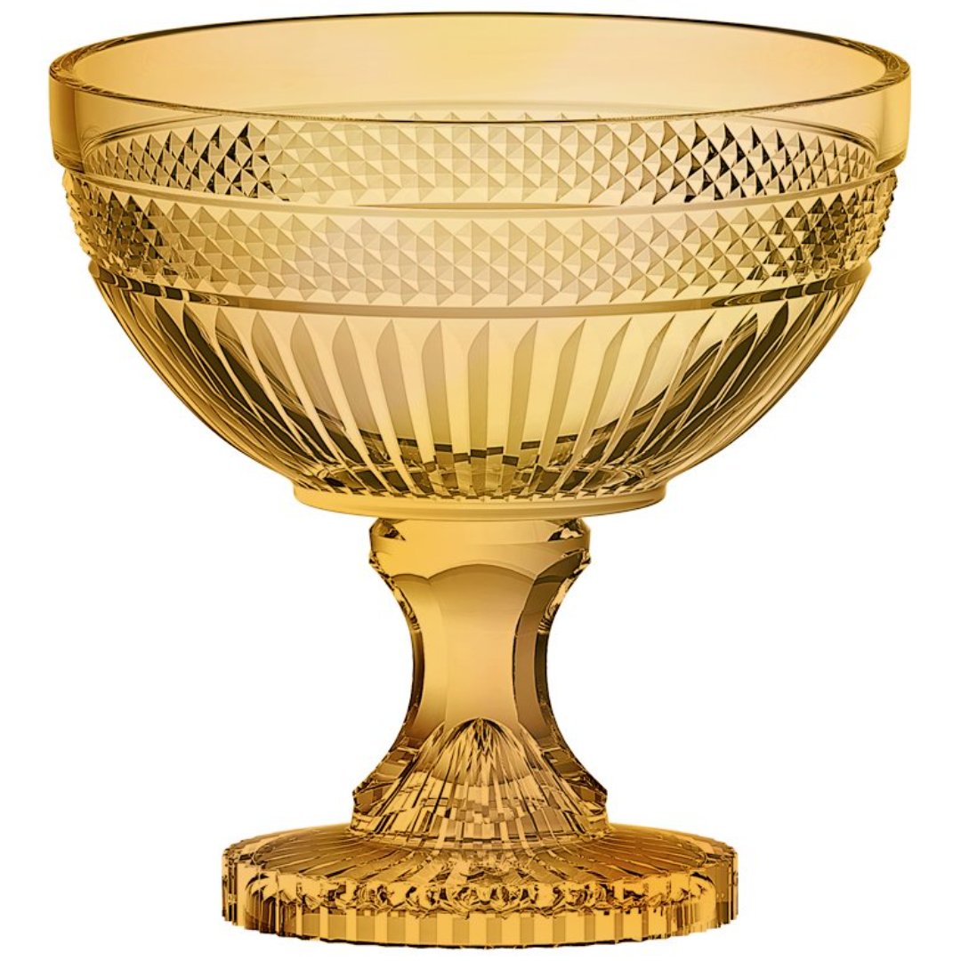 Fotografia para o produto Centro de mesa em cristal com pé Ø21,5xA21,5cm cor âmbar luster