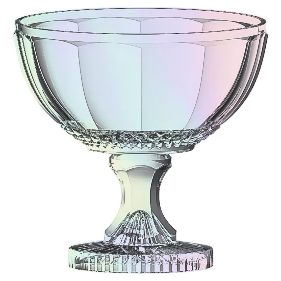 Fotografia para o produto Centro de mesa em cristal com pé Ø21,5xA21,5cm cor furta-cor