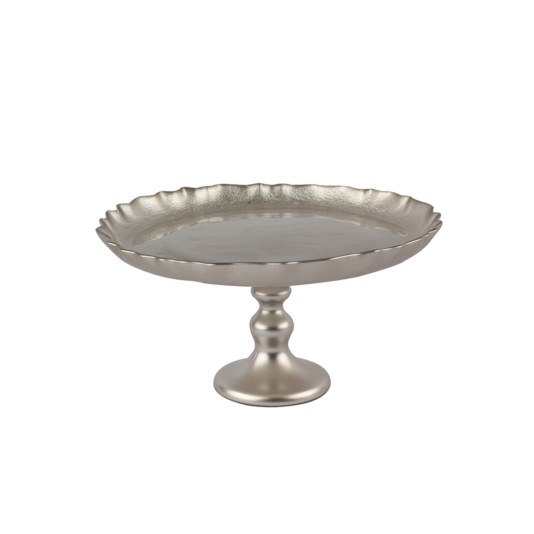 Fotografia para o produto Centro de mesa em vidro com pé Ø21xA10,5cm cor champanhe Fotografia para o produto Centro de mesa em vidro com pé Ø21xA10,5cm cor champanhe