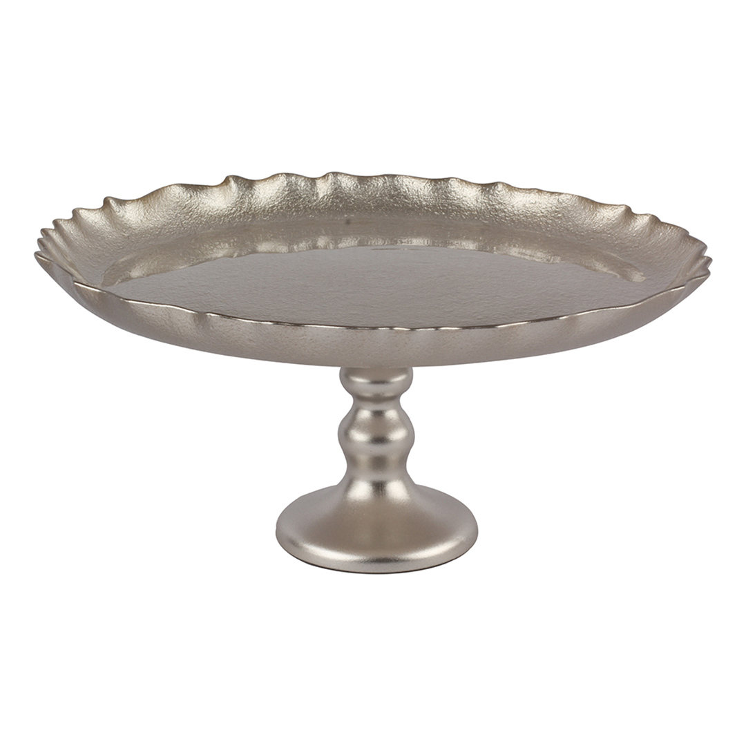 Fotografia para o produto Centro de mesa em vidro com pé Ø28xA15cm cor champanhe Fotografia para o produto Centro de mesa em vidro com pé Ø28xA15cm cor champanhe