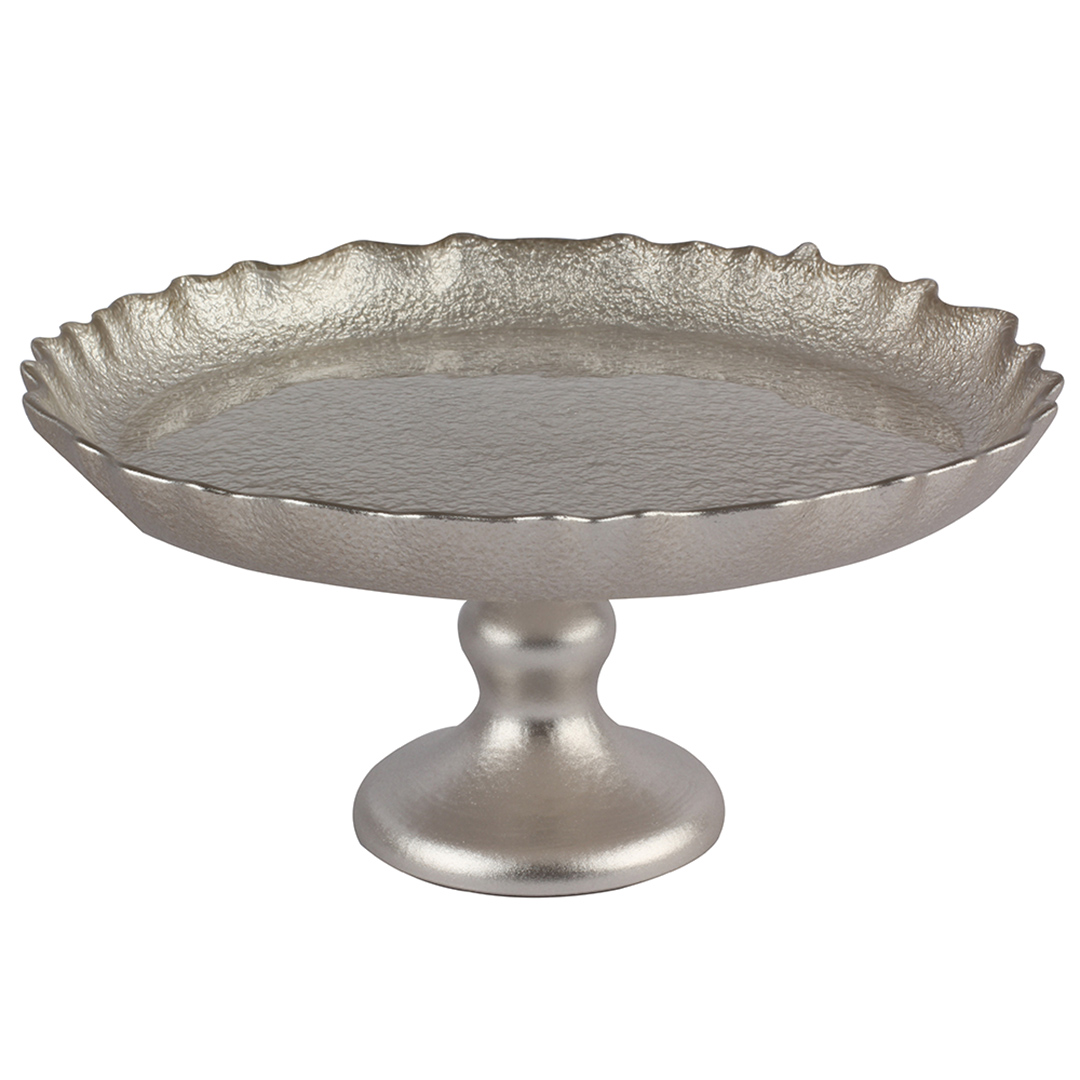 Fotografia para o produto Centro de mesa em vidro com pé Ø32xA14cm cor champanhe Fotografia para o produto Centro de mesa em vidro com pé Ø32xA14cm cor champanhe