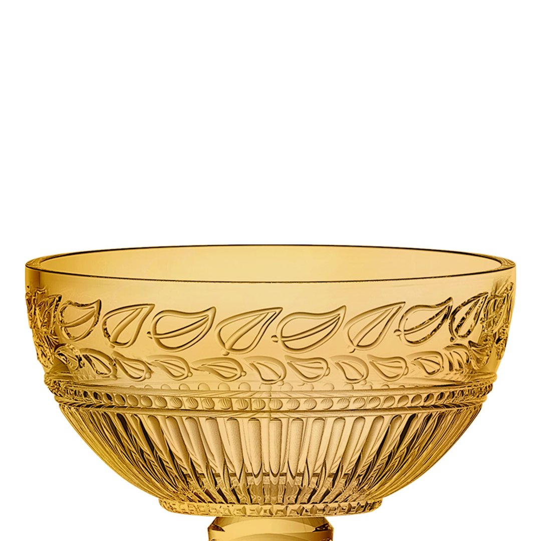 Fotografia para o produto Centro de mesa em cristal com pé Ø21,5xA21,5cm cor âmbar luster