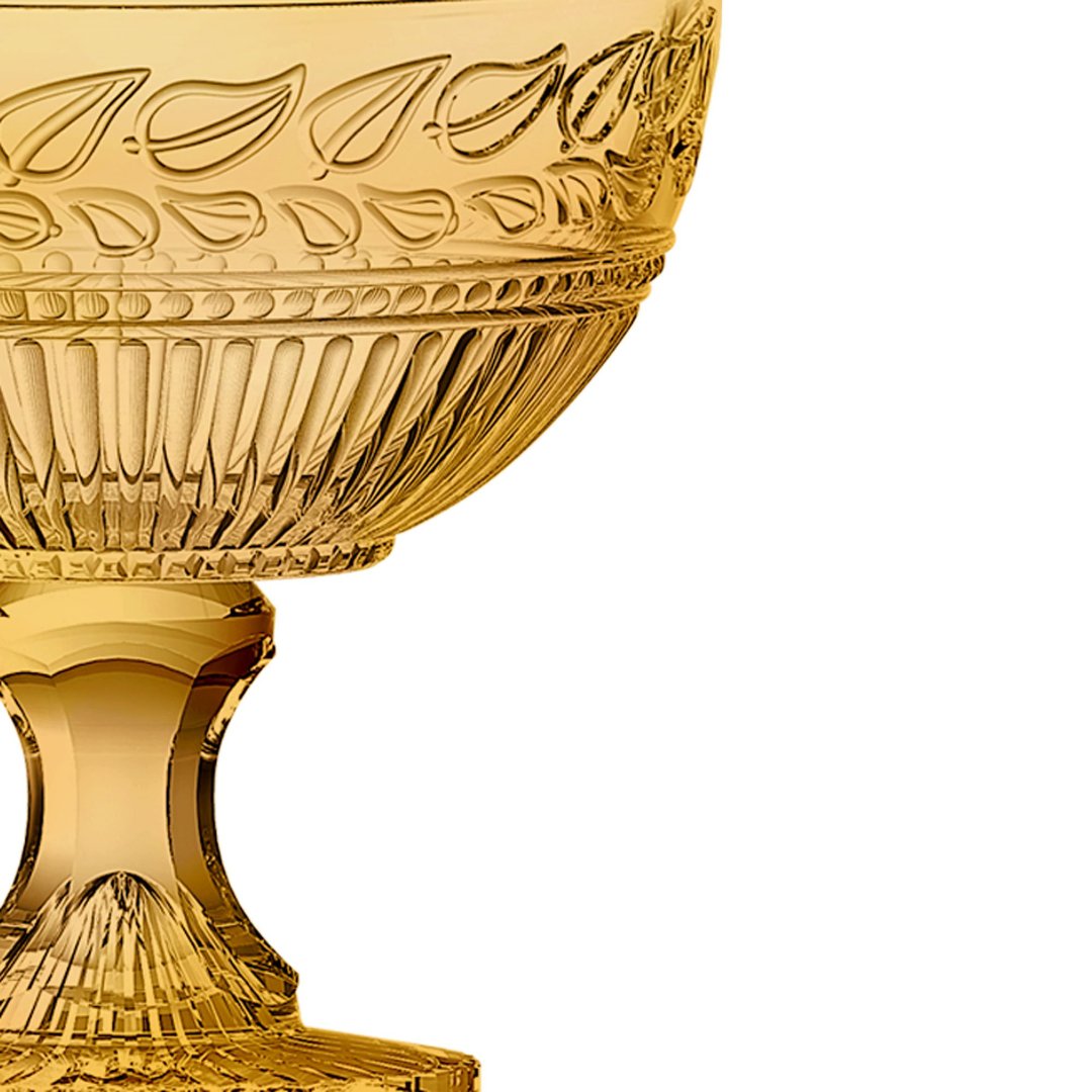 Fotografia para o produto Centro de mesa em cristal com pé Ø21,5xA21,5cm cor âmbar luster