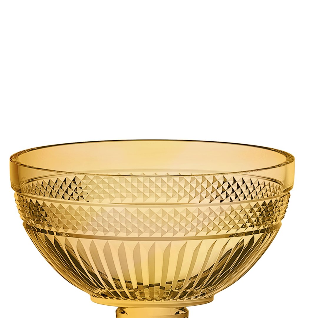 Fotografia para o produto Centro de mesa em cristal com pé Ø21,5xA21,5cm cor âmbar luster