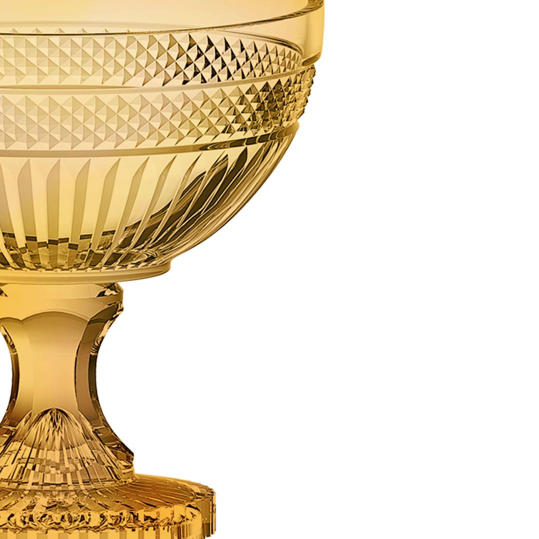 Fotografia para o produto Centro de mesa em cristal com pé Ø21,5xA21,5cm cor âmbar luster