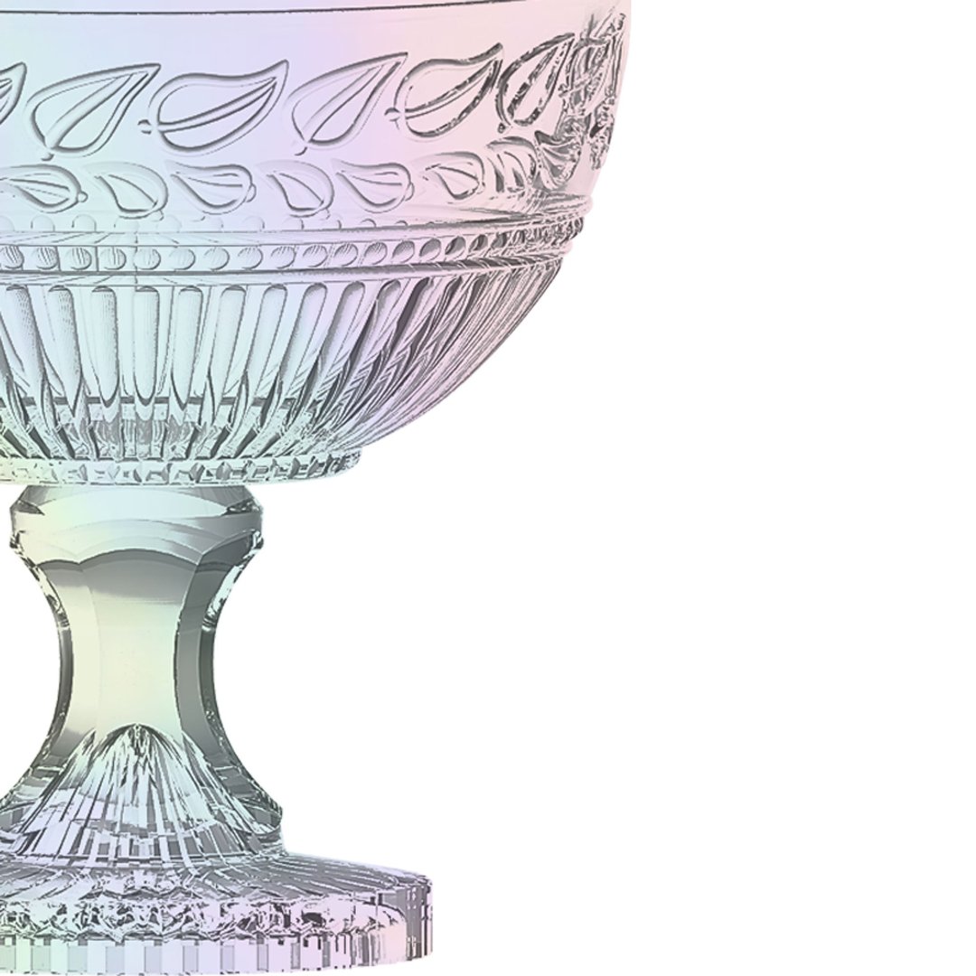 Fotografia para o produto Centro de mesa em cristal com pé Ø21,5xA21,5cm cor furta-cor