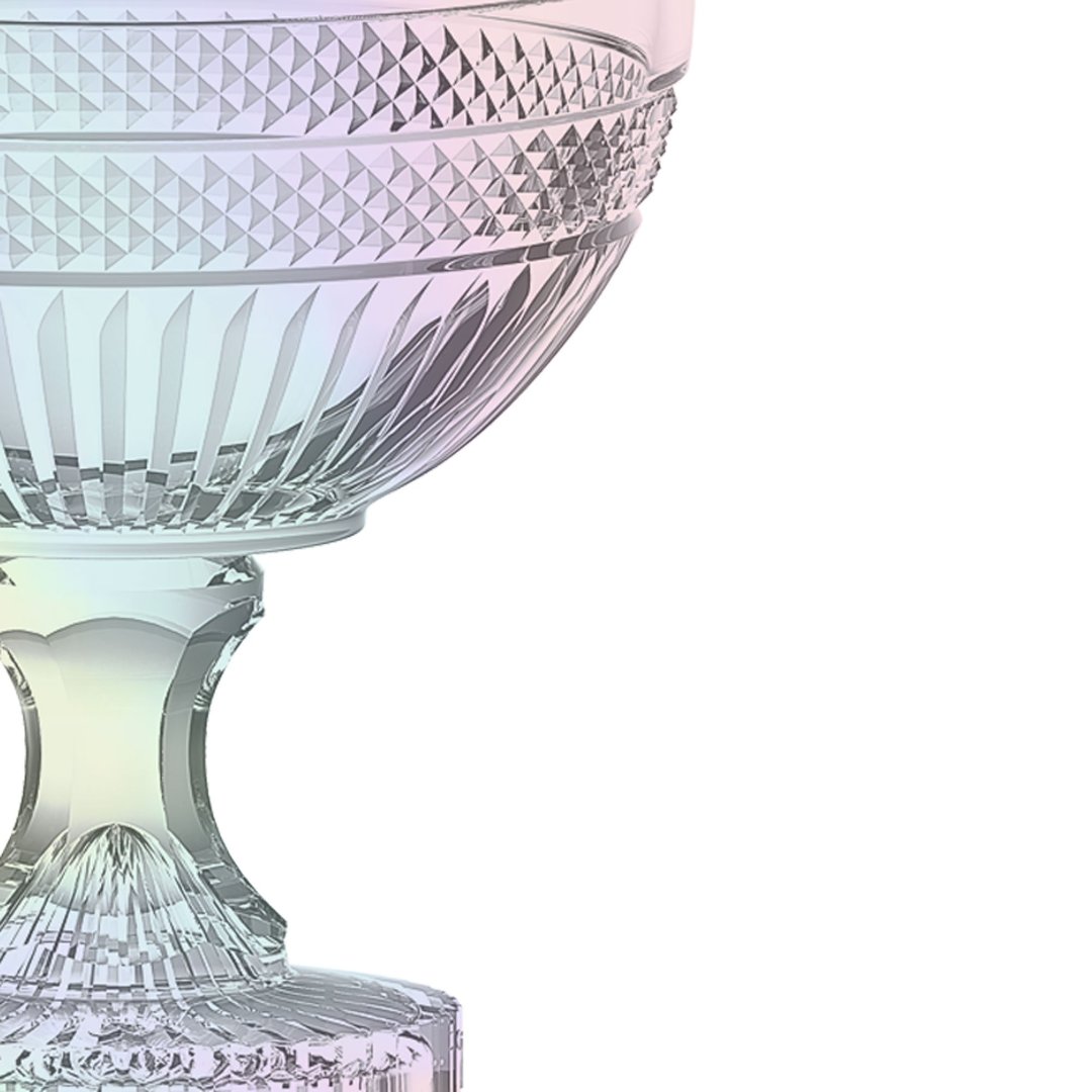 Fotografia para o produto Centro de mesa em cristal com pé Ø21,5xA21,5cm cor furta-cor