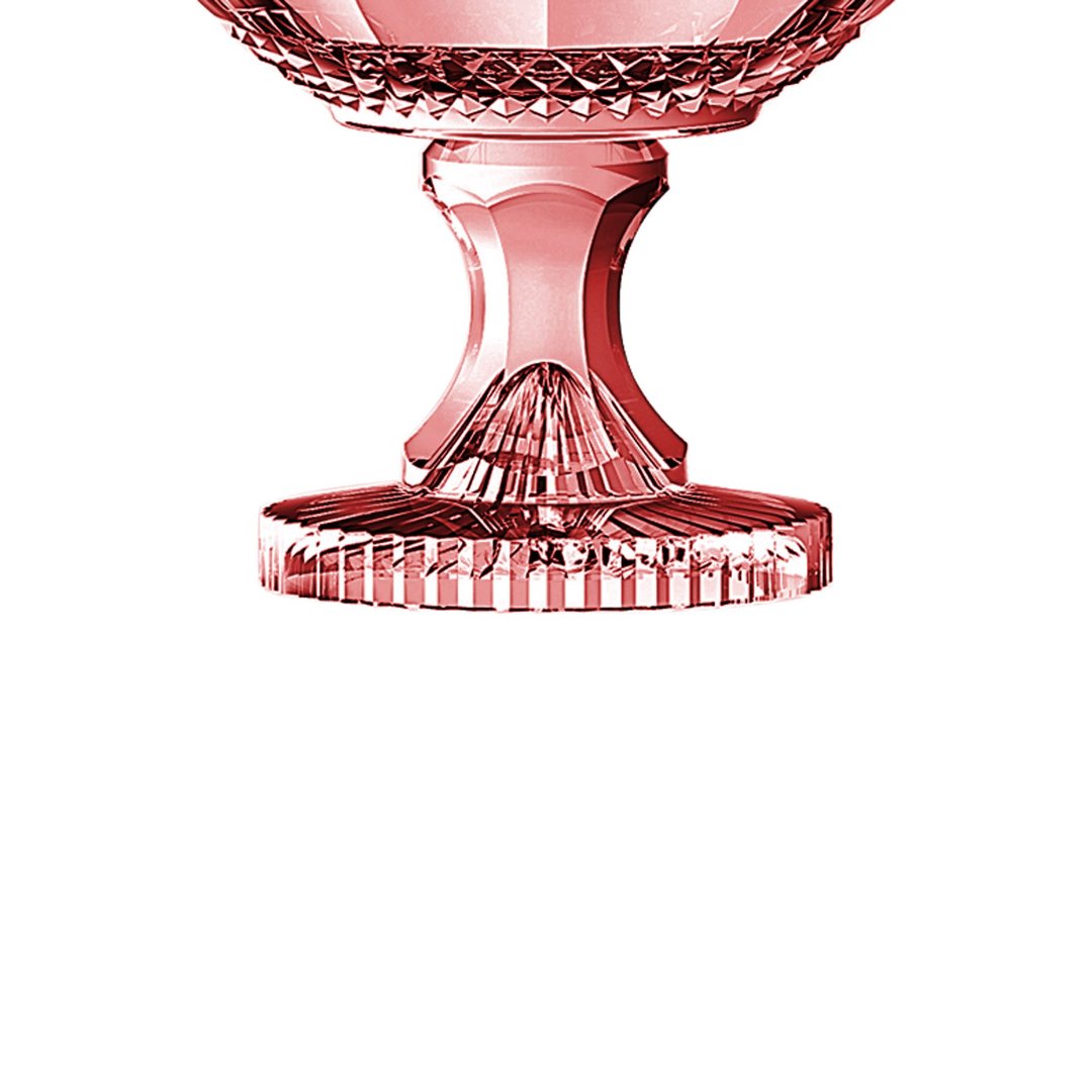 Fotografia para o produto Centro de mesa em cristal com pé Ø21,5xA21,5cm cor rosa