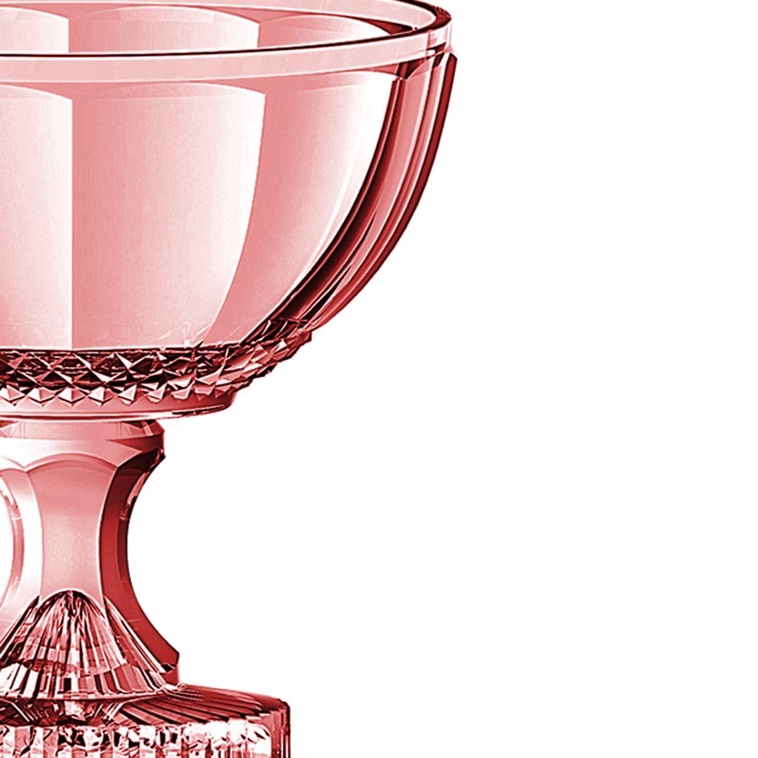 Fotografia para o produto Centro de mesa em cristal com pé Ø21,5xA21,5cm cor rosa