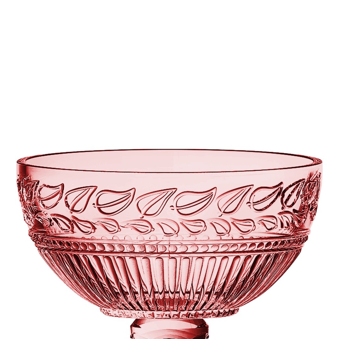 Fotografia para o produto Centro de mesa em cristal com pé Ø21,5xA21,5cm cor rosa