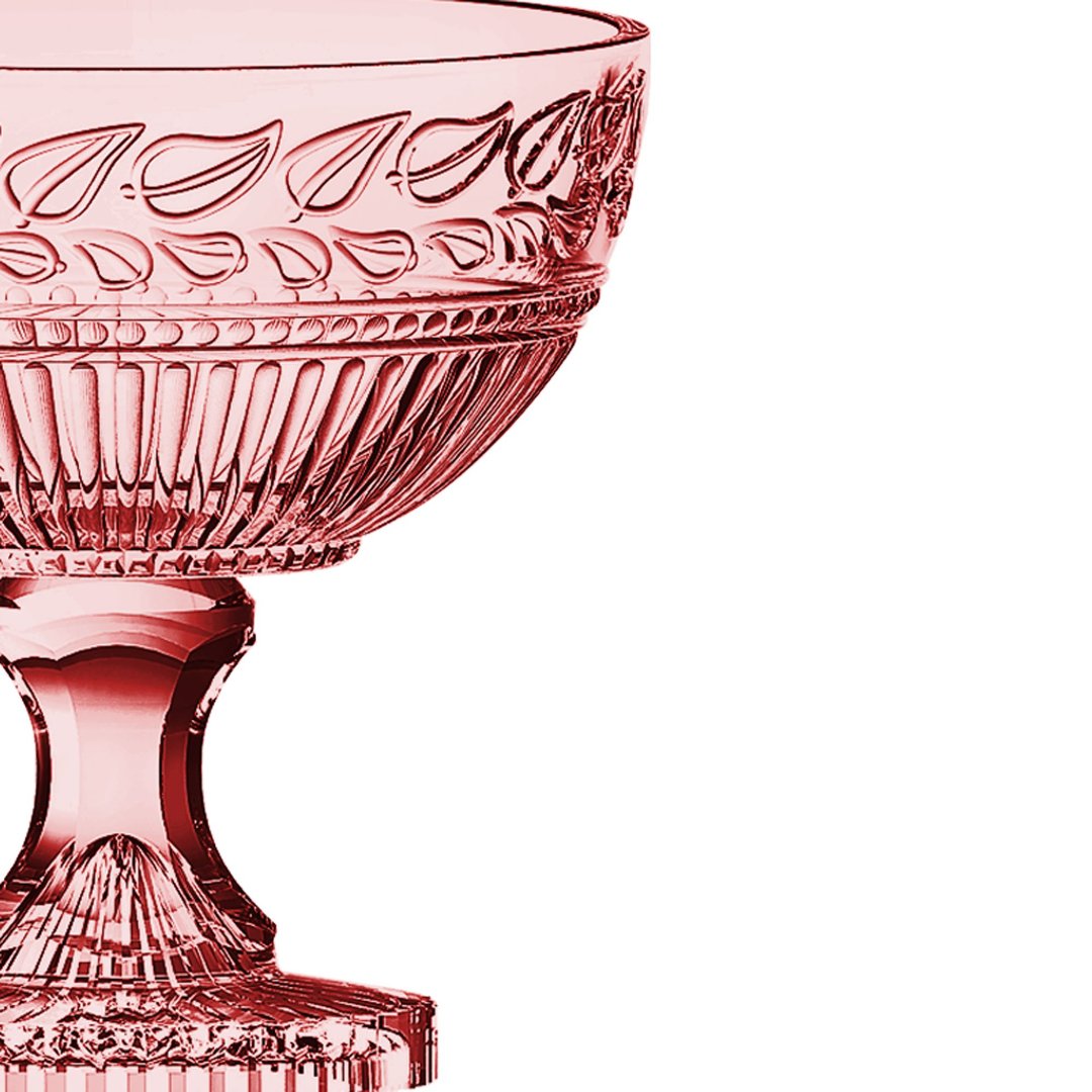 Fotografia para o produto Centro de mesa em cristal com pé Ø21,5xA21,5cm cor rosa