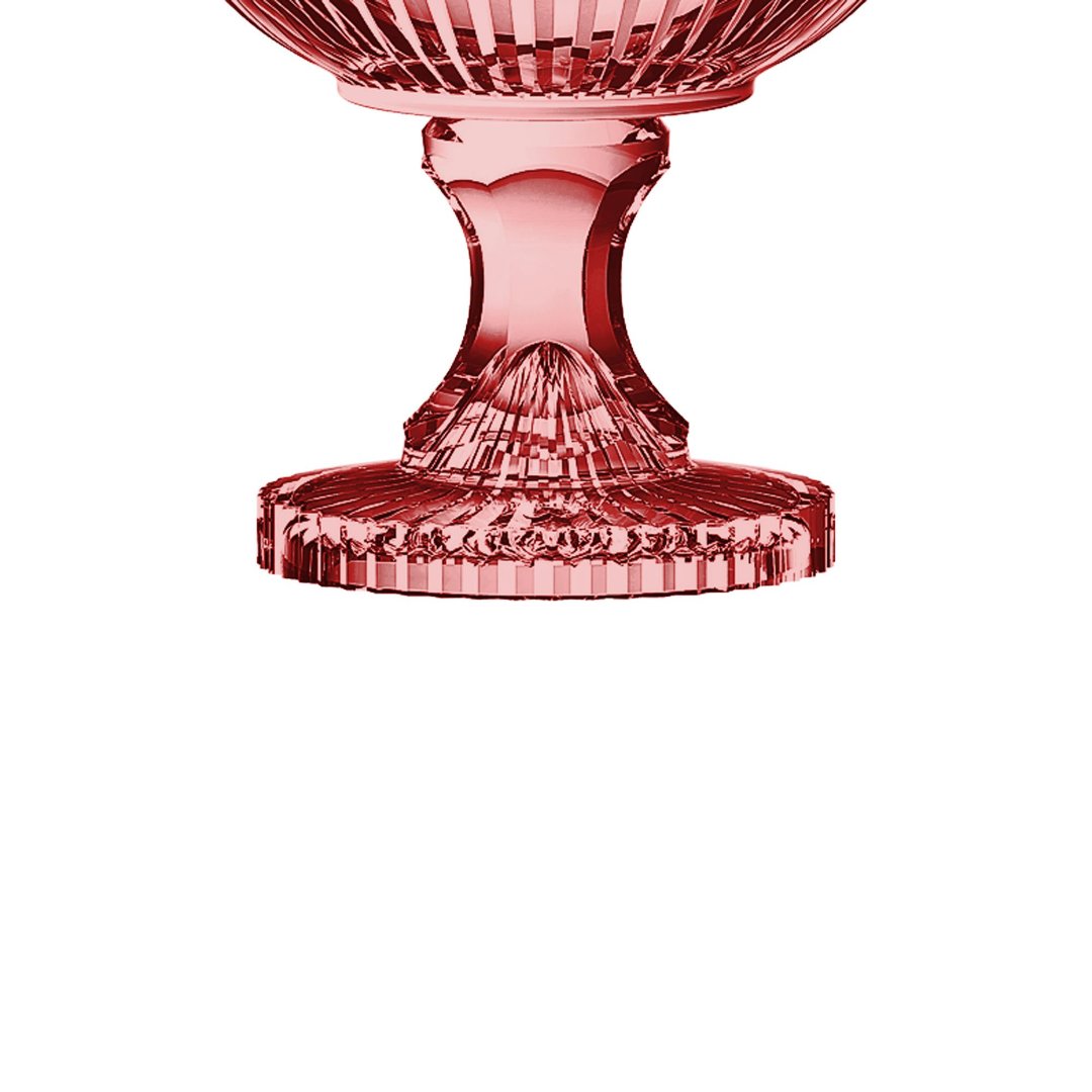 Fotografia para o produto Centro de mesa em cristal com pé Ø21,5xA21,5cm cor rosa