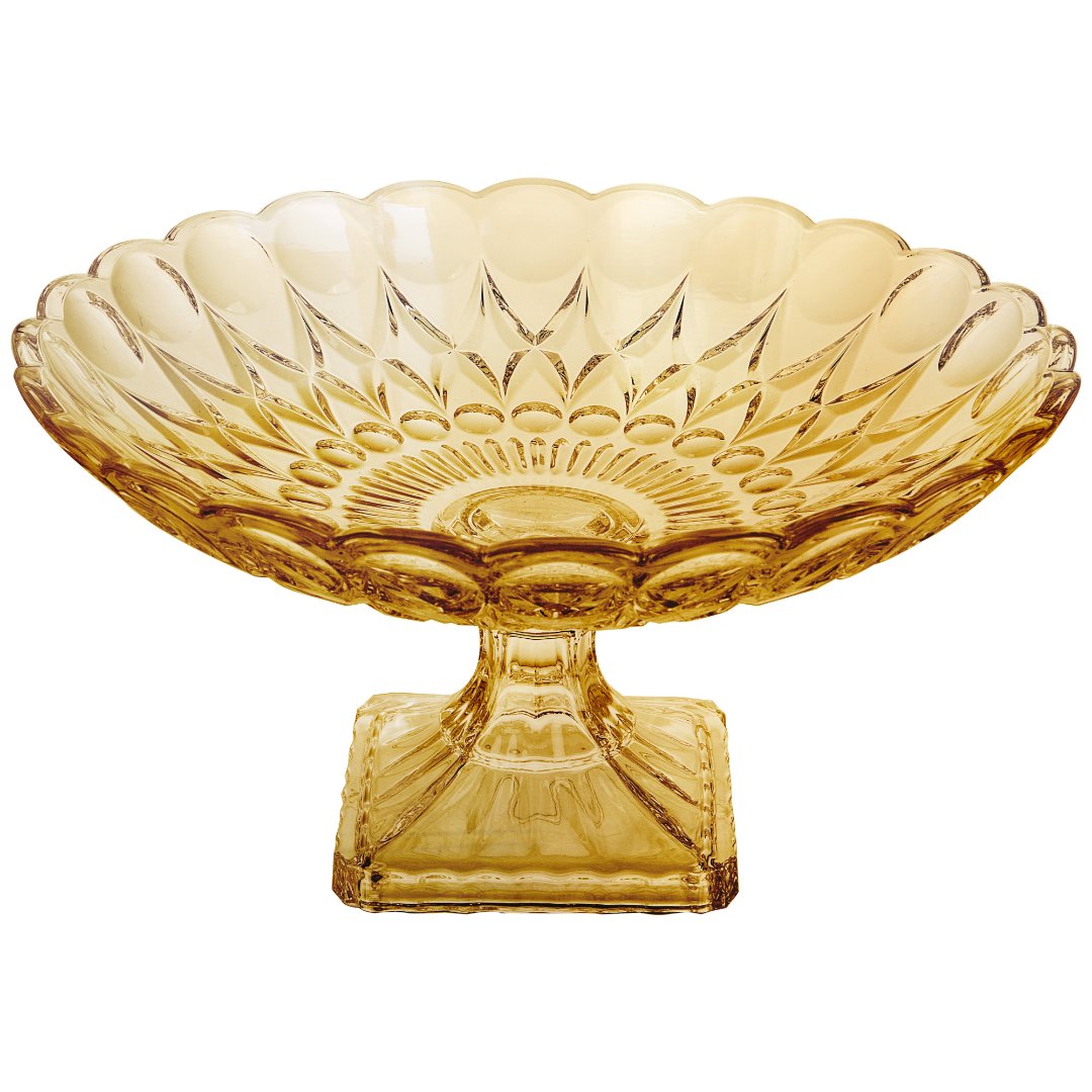 Fotografia para o produto Centro de mesa em cristal ecológico com pé Ø32,7xA17cm cor âmbar