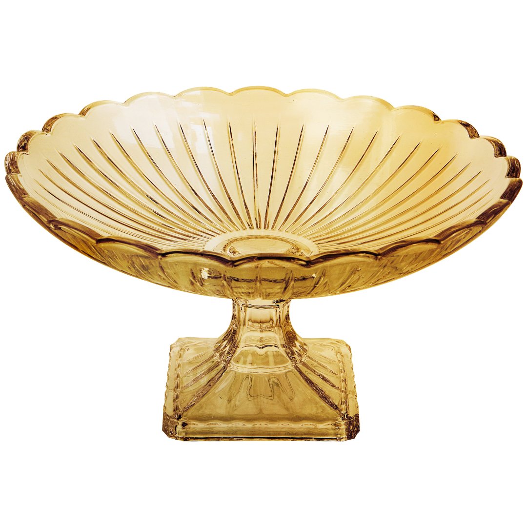 Imagem ilustrativa para Centro de mesa em cristal ecológico com pé Ø32,7xA17cm cor âmbar