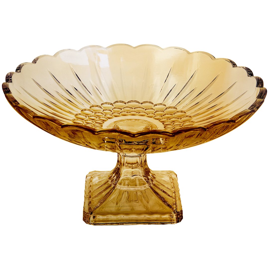 Imagem ilustrativa para Centro de mesa em cristal ecológico com pé Ø32,7xA17cm cor âmbar