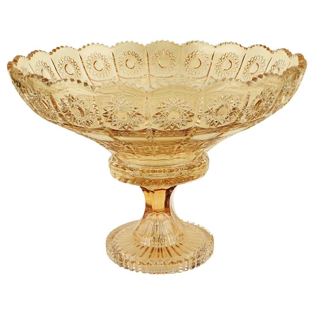 Fotografia para o produto Centro de mesa em cristal ecológico Ø32,5xA13cm cor âmbar Fotografia para o produto Centro de mesa em cristal ecológico Ø32,5xA13cm cor âmbar