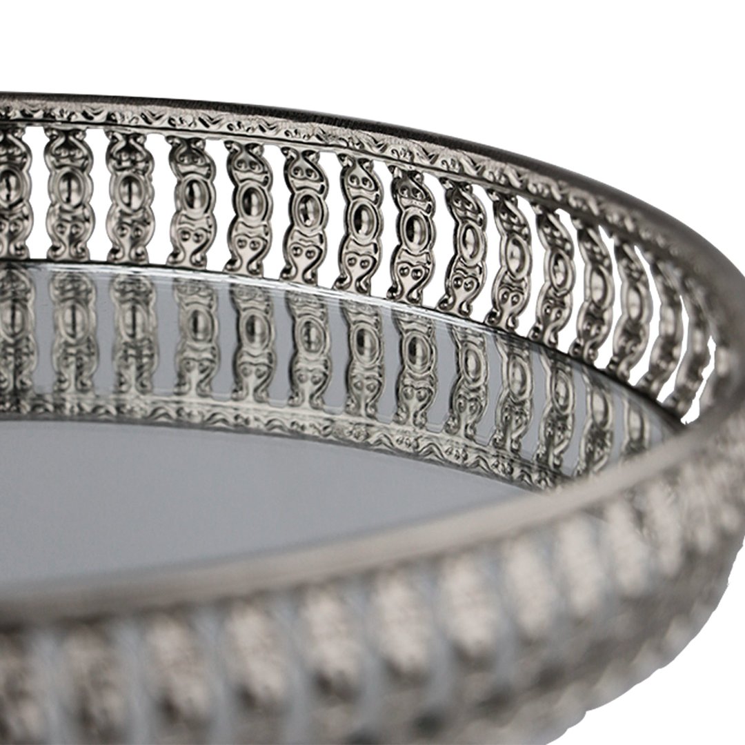 Fotografia para o produto Centro de mesa em ferro com espelho e pé Ø23,5xA15cm cor prata