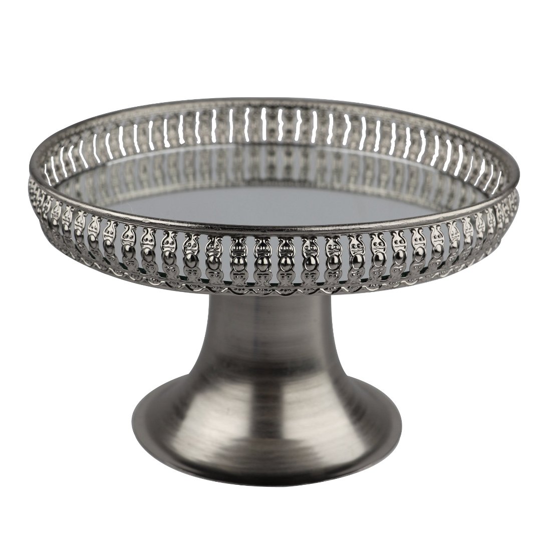 Fotografia para o produto Centro de mesa em ferro com espelho e pé Ø23,5xA15cm cor prata