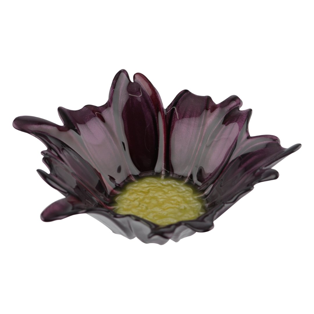 Imagem ilustrativa para Centro de mesa em vidro 205ml Ø17,5xA5,5cm cor roxo e amarelo