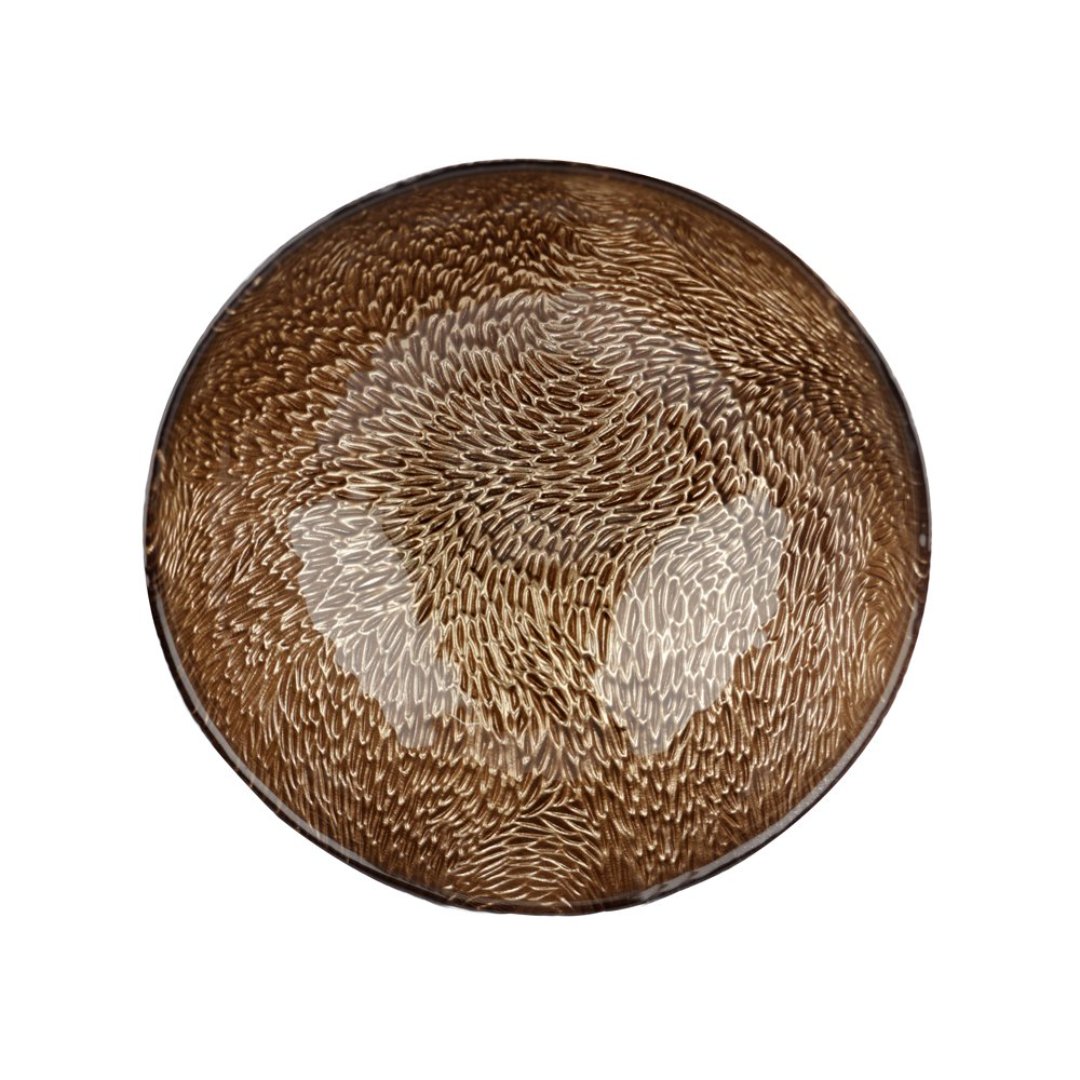 Fotografia para o produto Centro de mesa em vidro 510ml Ø16,5xA5,5cm cor marrom