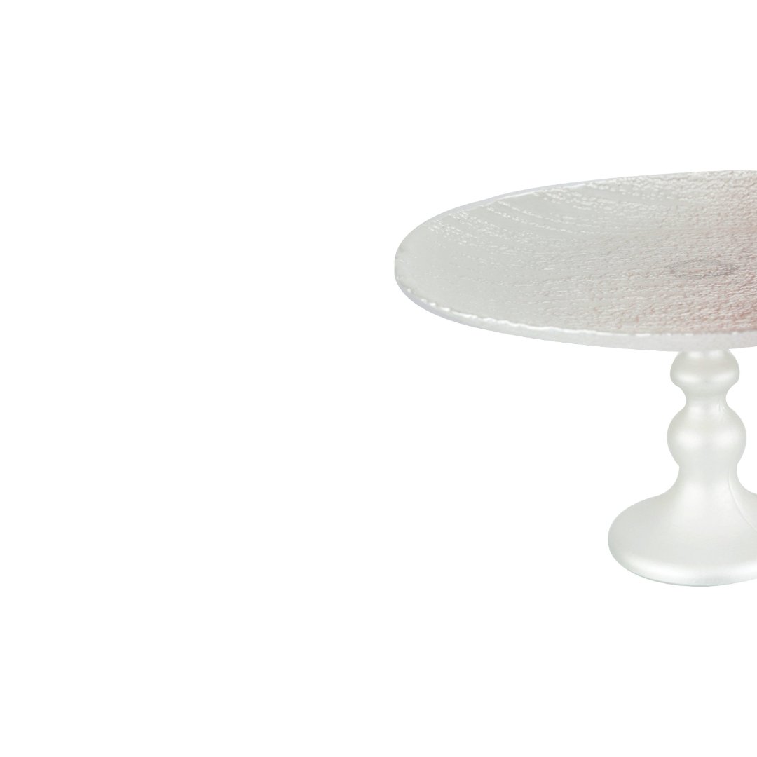 Fotografia para o produto Centro de mesa em vidro com pé Ø21,5xA10cm cor branco e rose