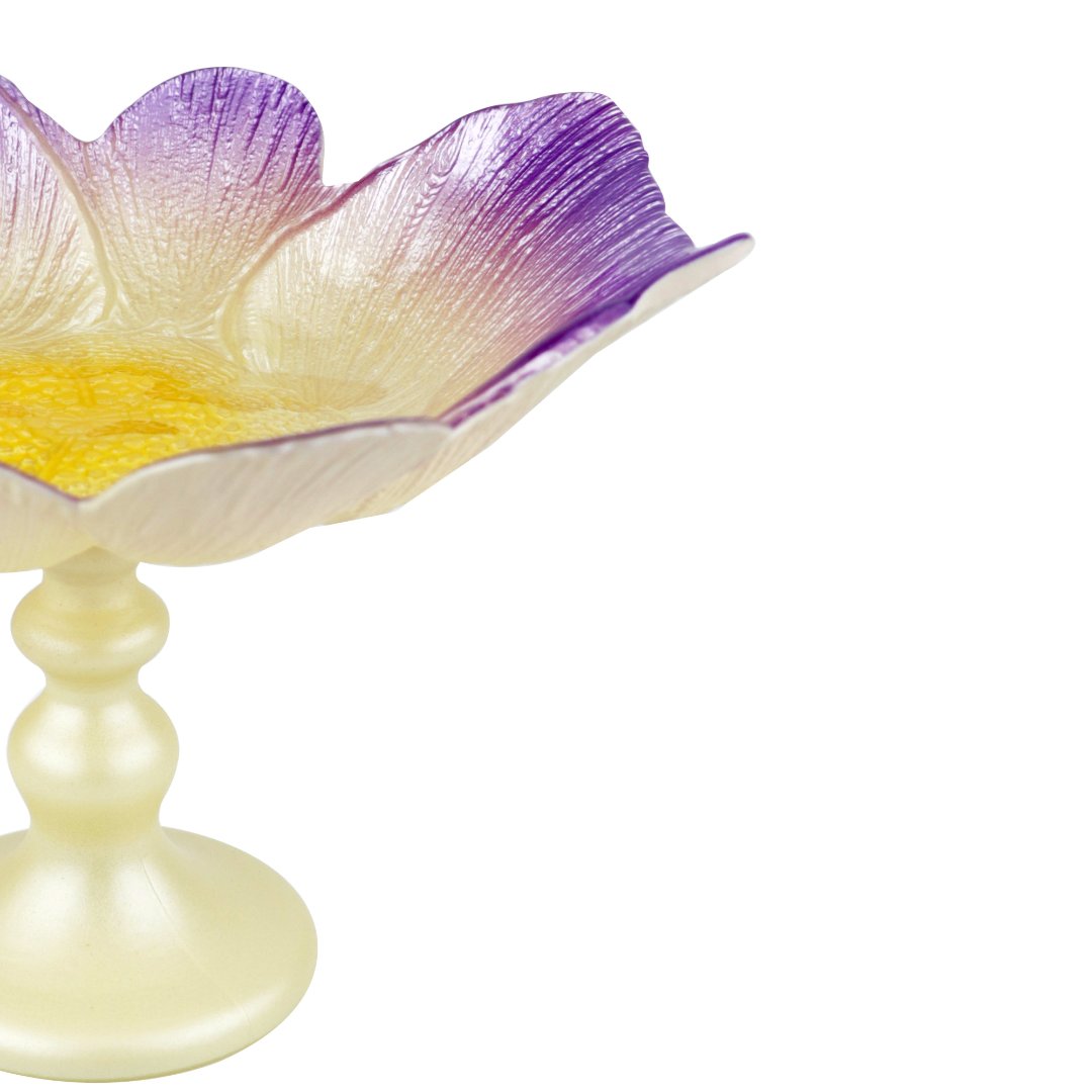 Fotografia para o produto Centro de mesa em vidro com pé Ø26xA16,5cm cor lilás e marrom