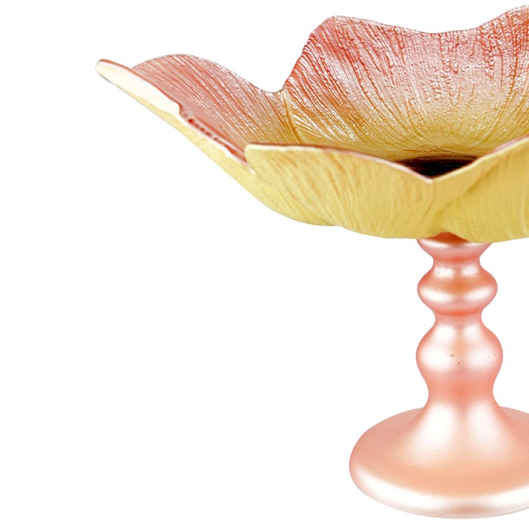 Fotografia para o produto Centro de mesa em vidro com pé Ø26xA16,5cm rosa e marrom