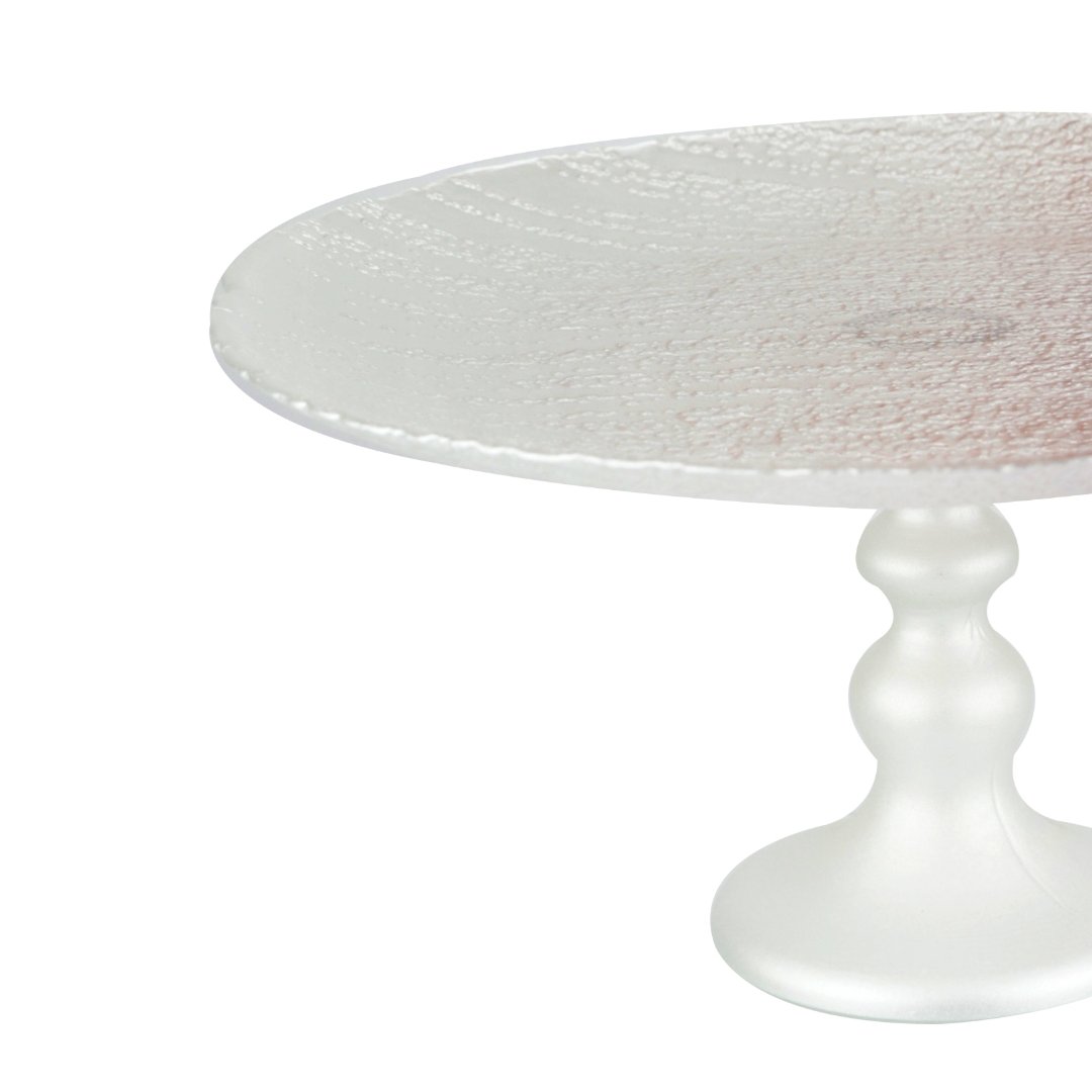 Fotografia para o produto Centro de mesa em vidro com pé Ø31,5xA14cm cor branco e rose