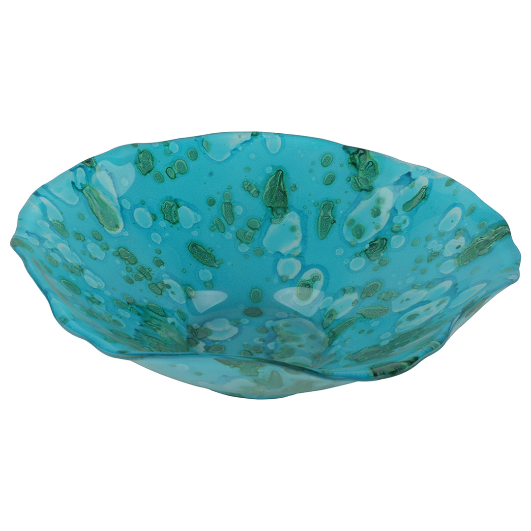 Imagem ilustrativa para Centro de mesa em vidro L20xP18xA5,5cm cor azul