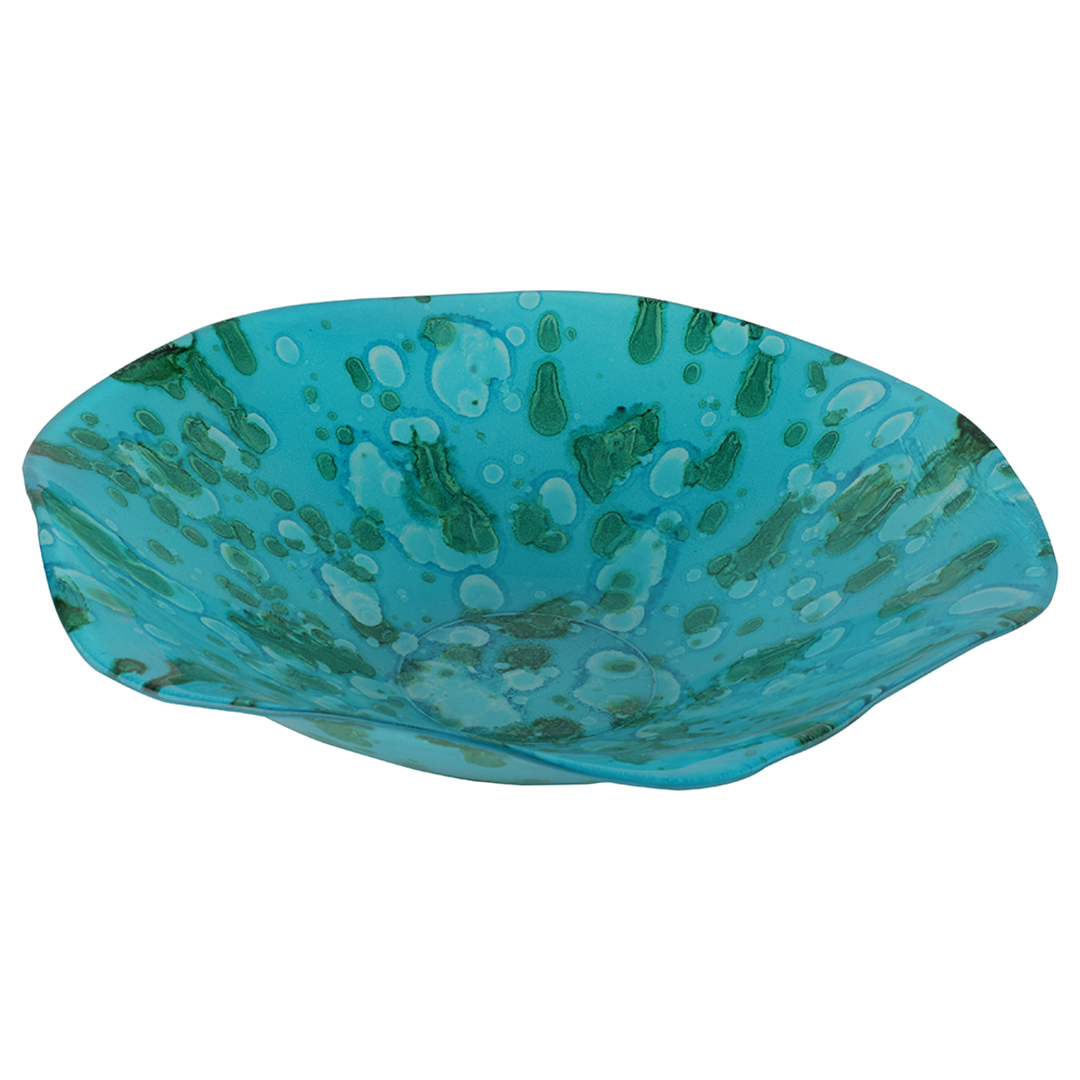 Imagem ilustrativa para Centro de mesa em vidro L30xP28xA6,5cm cor azul