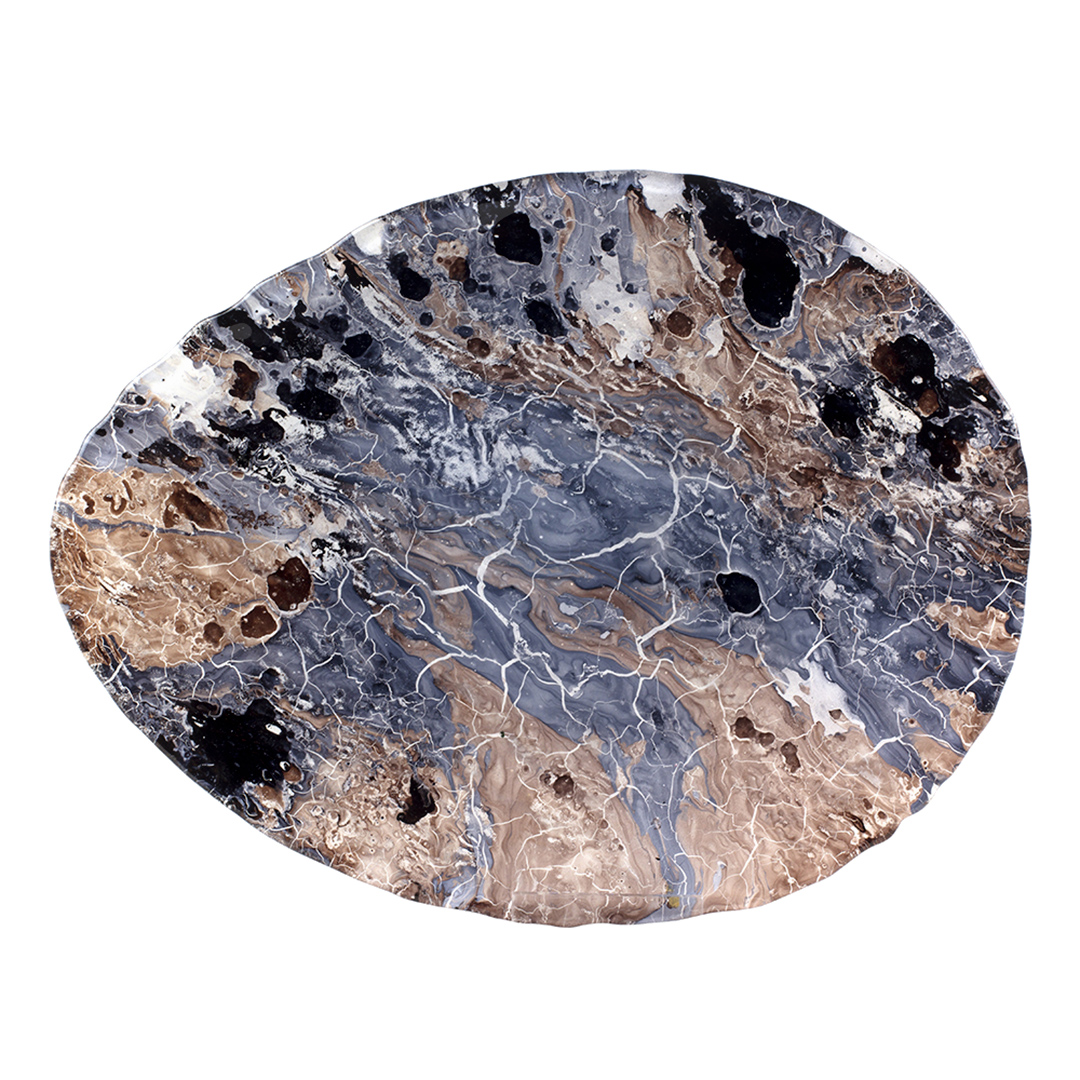 Fotografia para o produto Centro de mesa em vidro L32xP24xA3cm cor azul