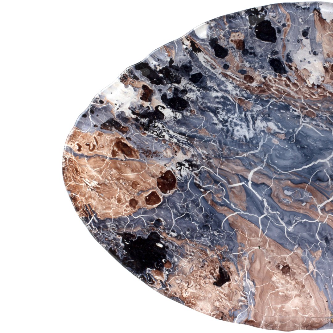 Fotografia para o produto Centro de mesa em vidro L32xP24xA3cm cor azul