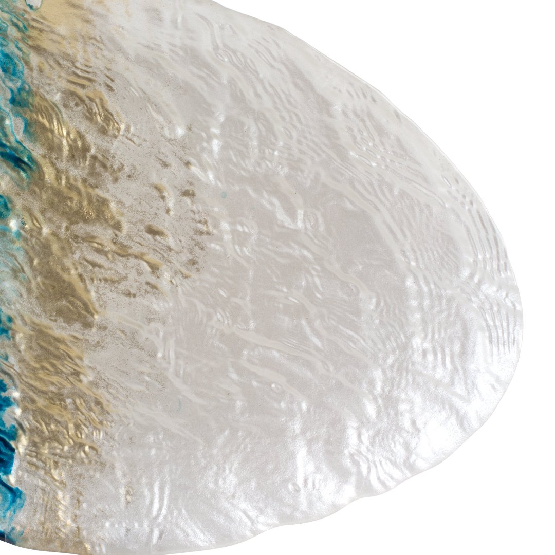 Fotografia para o produto Centro de mesa em vidro L32xP24xA3cm cor azul e pérola