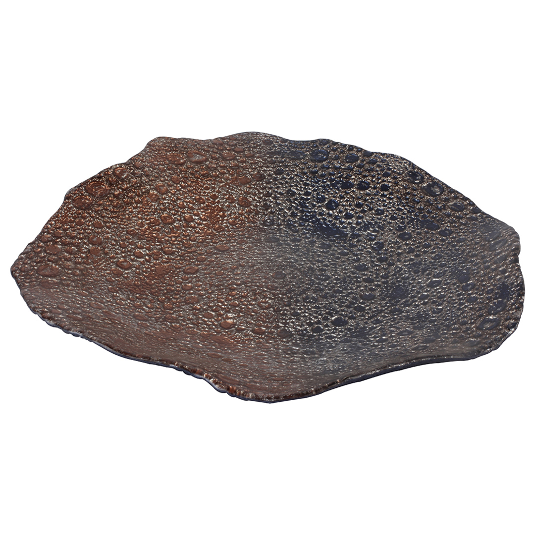 Fotografia para o produto Centro de mesa pedra em vidro L32xP32xA5,5cm cor marrom e azul