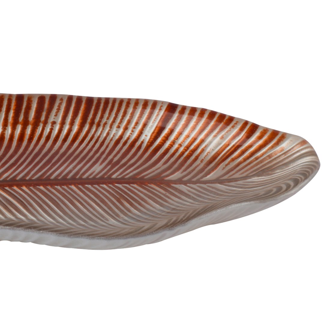 Fotografia para o produto Centro de mesa em vidro L36xP15,5xA3,5cm cor verde e marrom