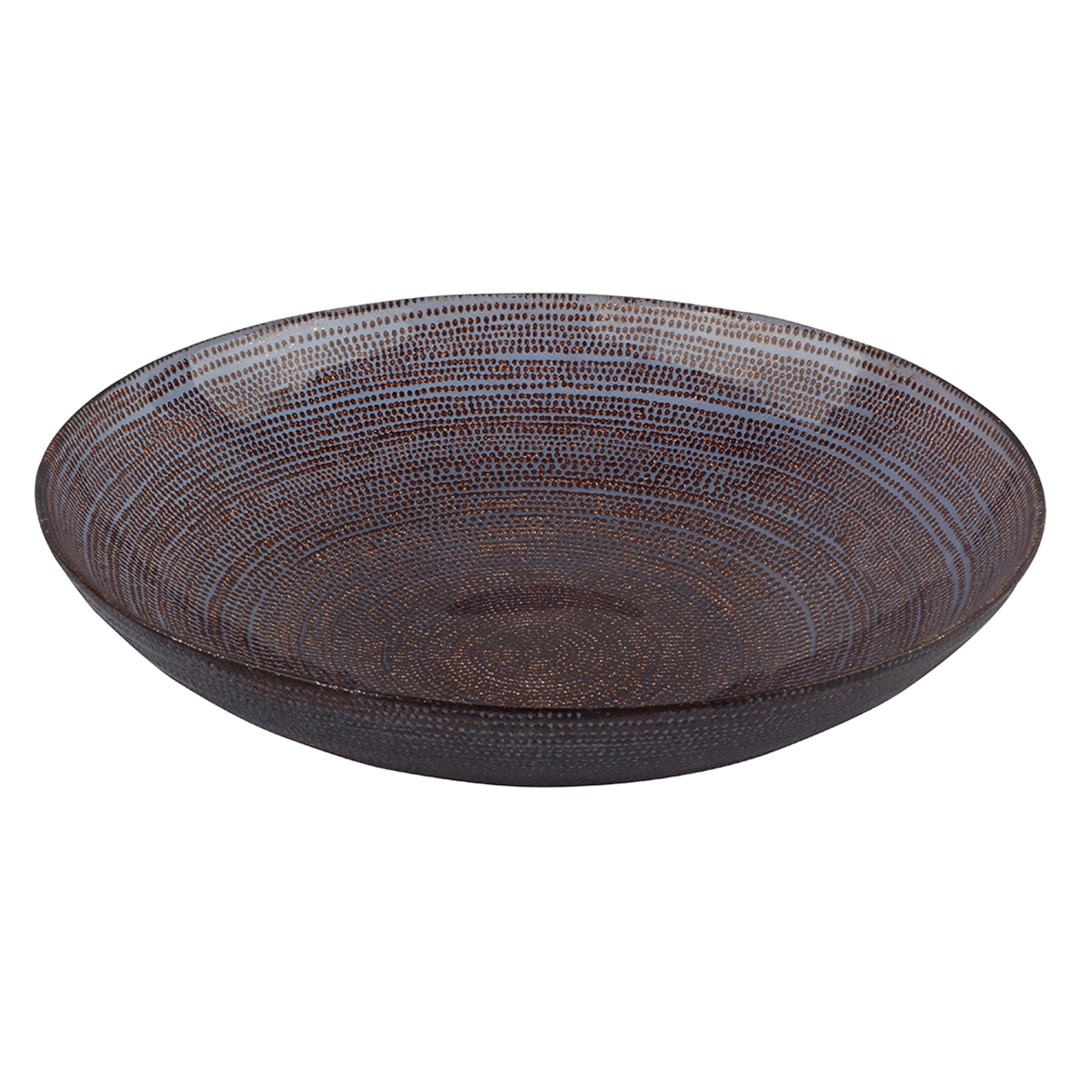 Imagem ilustrativa para Centro de mesa Oriente em vidro Ø40xA7,5cm cor azul e dourado