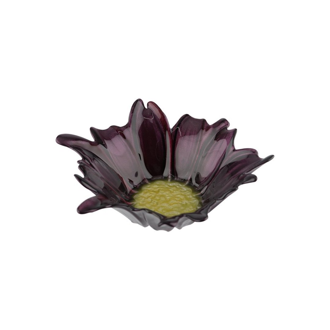 Imagem ilustrativa para Centro de mesa em vidro Ø10xA3,5cm cor roxo e amarelo