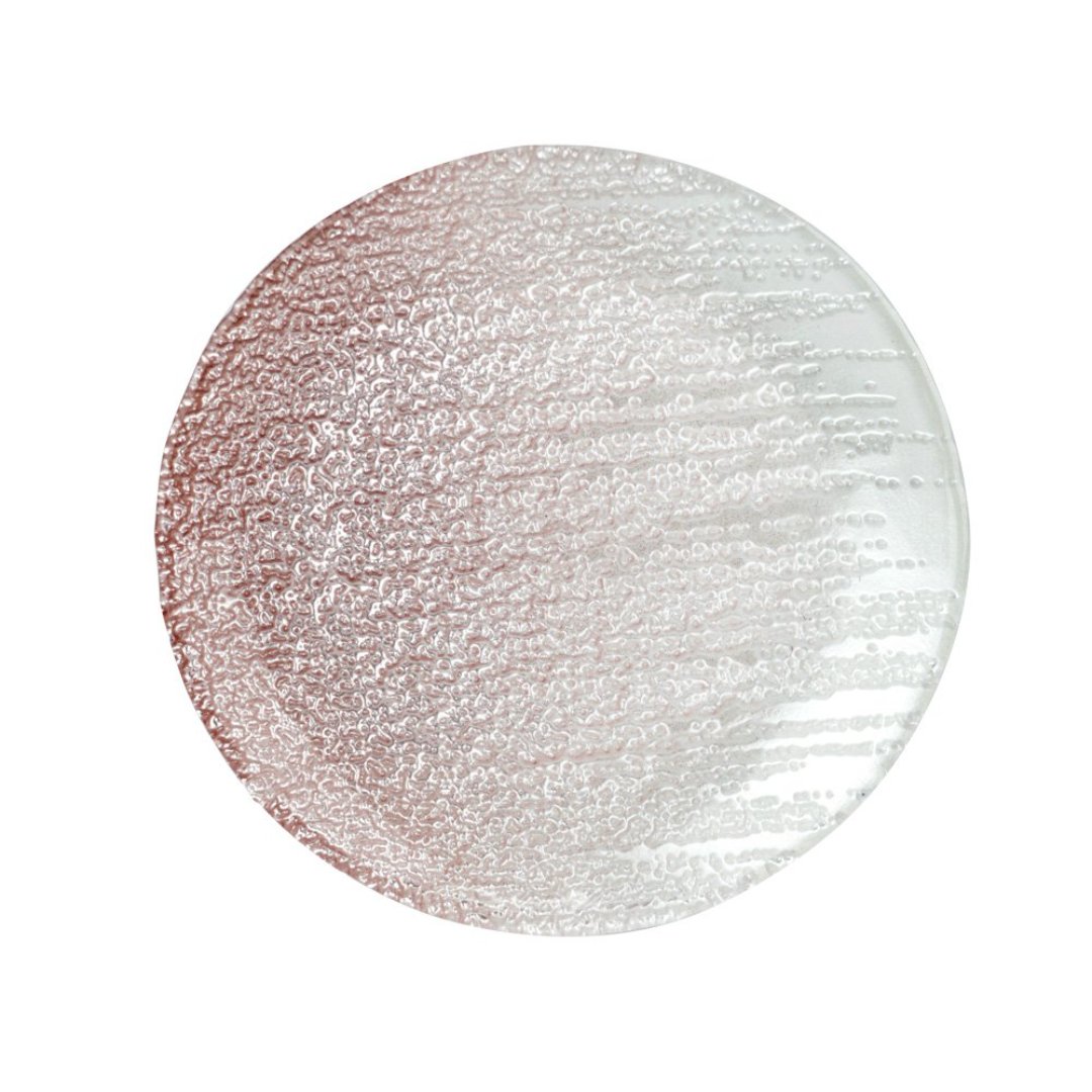 Imagem ilustrativa para Centro de mesa em vidro Ø16xA2cm cor branco e rose