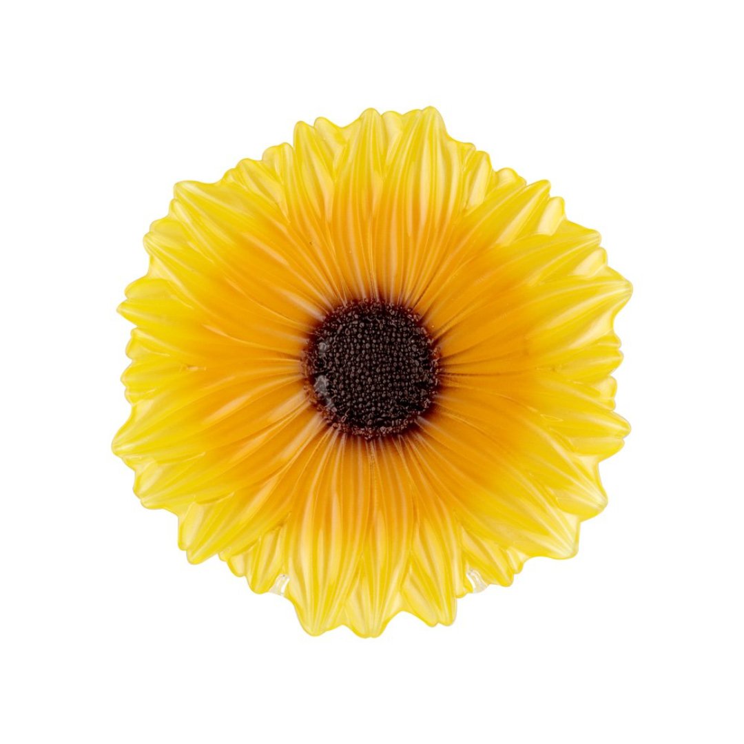 Fotografia para o produto Centro de mesa em vidro Ø17,5xA5,5cm cor amarelo e marrom