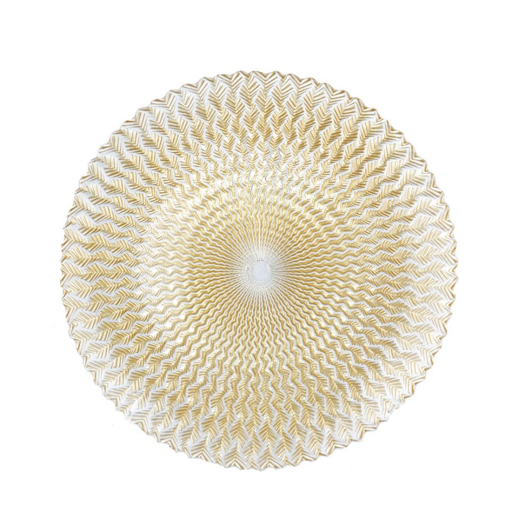 Imagem ilustrativa para Centro de mesa em vidro Ø21xA1,5cm cor dourado