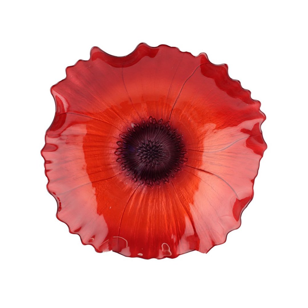 Imagem ilustrativa para Centro de mesa em vidro Ø21xA2cm cor vermelha