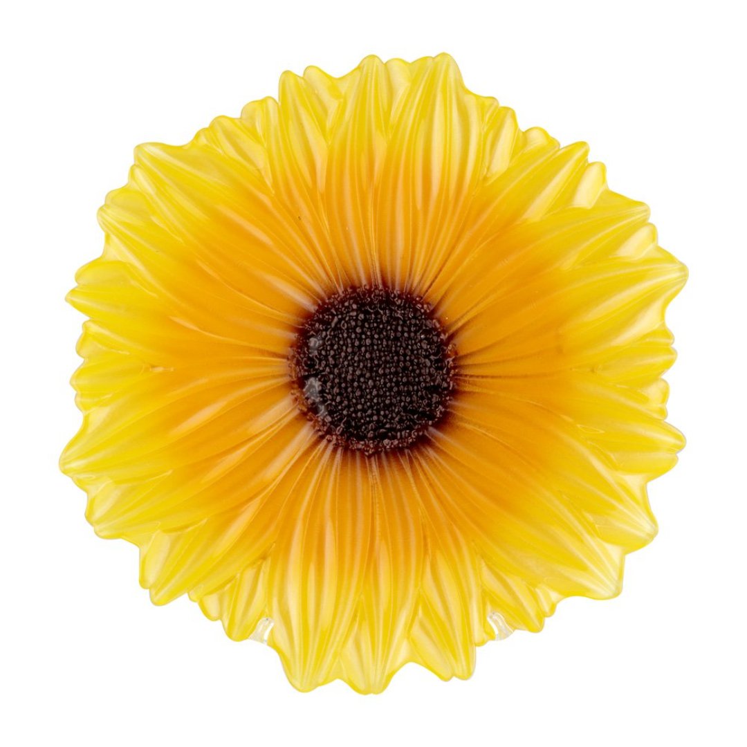 Fotografia para o produto Centro de mesa em vidro Ø22xA2,5cm cor amarelo e marrom