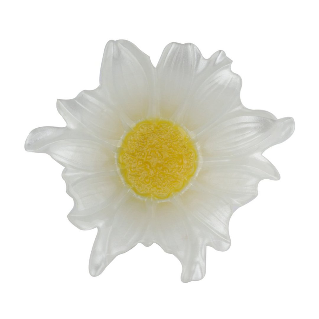 Fotografia para o produto Centro de mesa em vidro Ø25xA9cm cor branco e amarelo Fotografia para o produto Centro de mesa em vidro Ø25xA9cm cor branco e amarelo