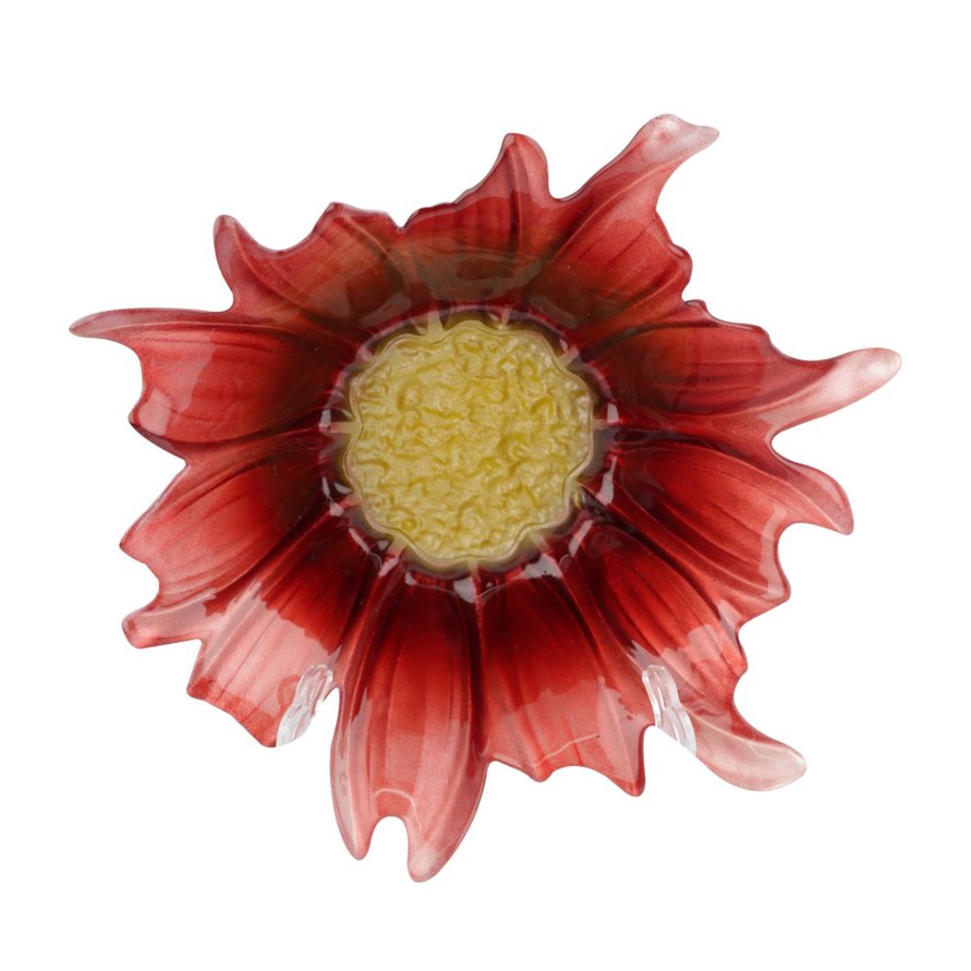 Imagem ilustrativa para Centro de mesa em vidro Ø25xA9cm cor rosa e dourado