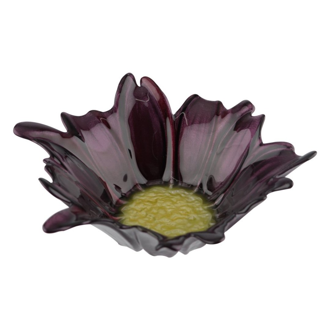 Imagem ilustrativa para Centro de mesa em vidro Ø25xA9cm cor roxo e amarelo